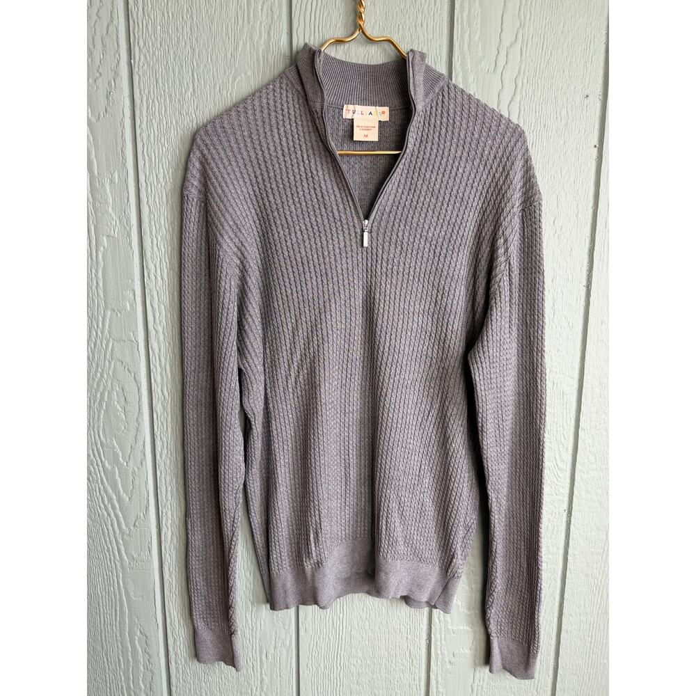 Tulliano Silk/Cotton Luxury Quarter Zip Sweater – Men’s M – Gray